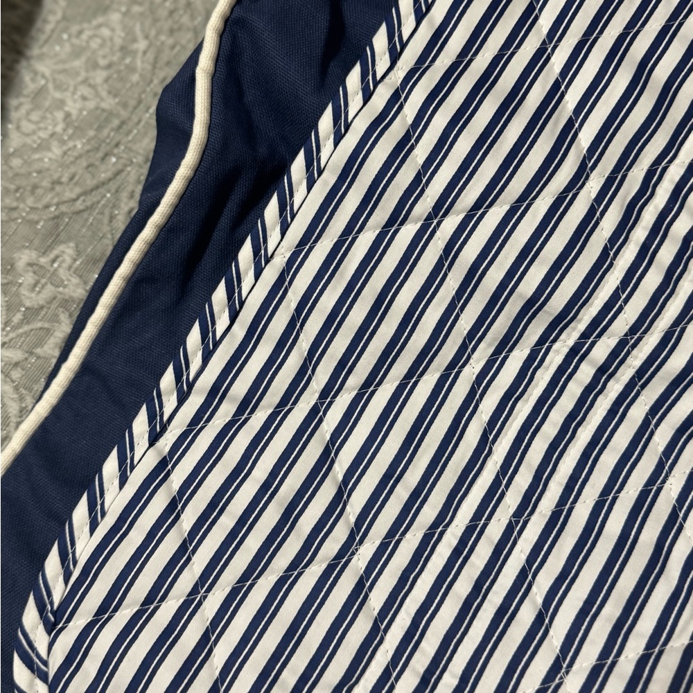 Striped Navy and White Quilted Blanket